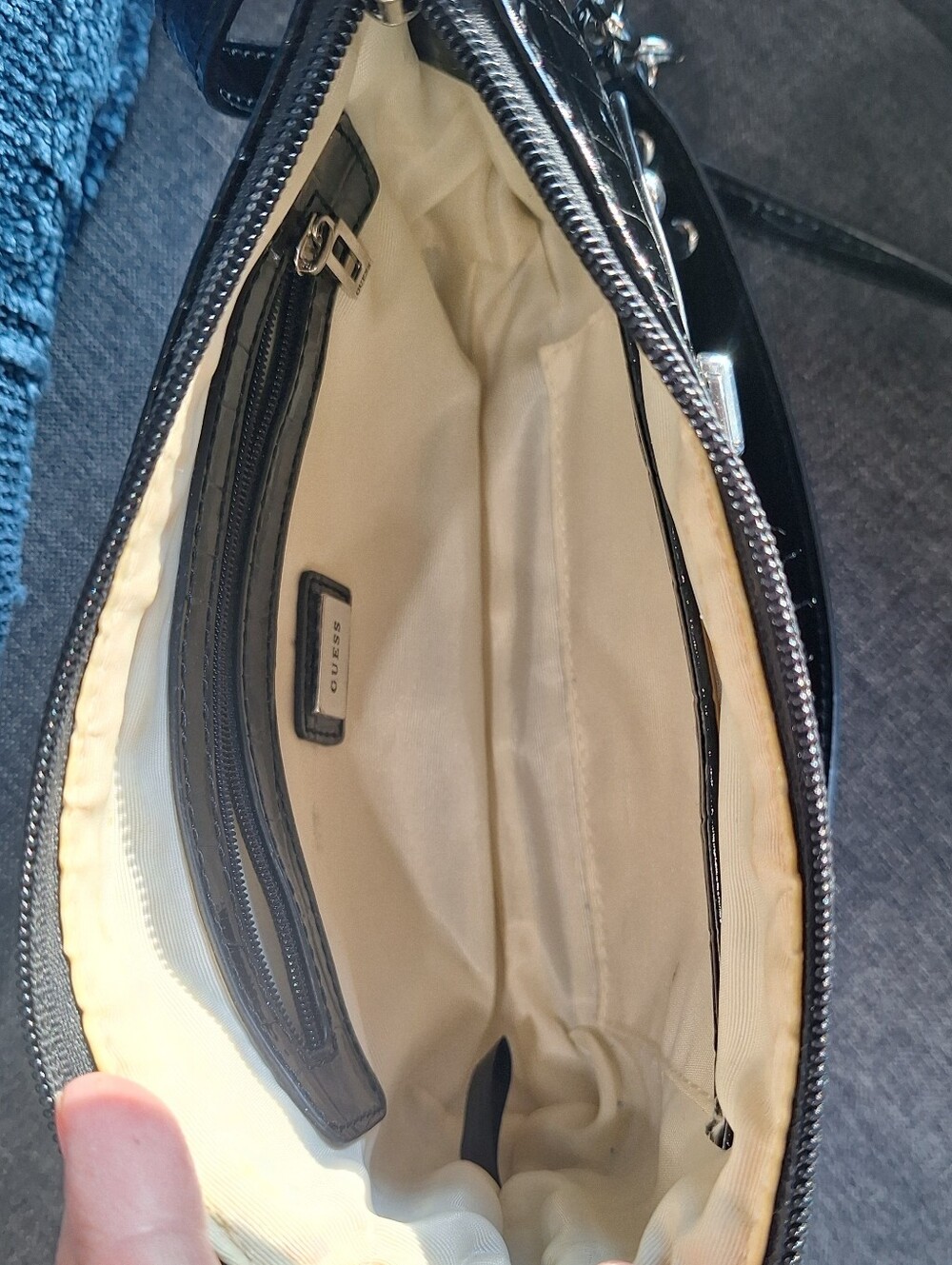 Guess Black Croc Shoulder Bag With Crossbody Strap - Picture 4 of 4
